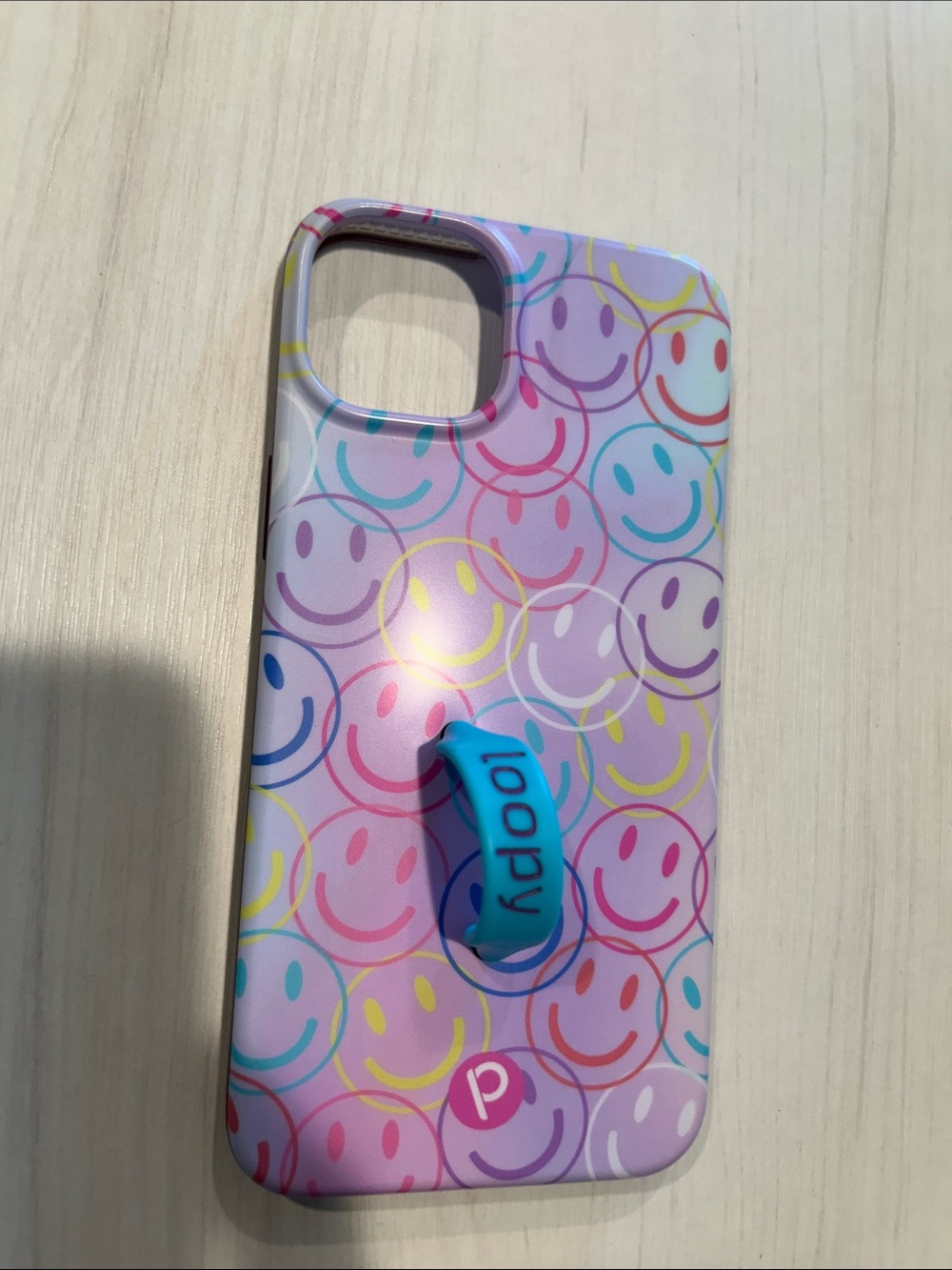 Loopy Case Pink Multicolor Smiley Phone Case with Blue Loop (St. Jude collection